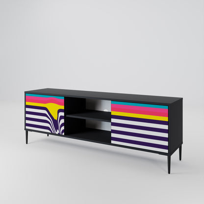 TONE COLLAPSE 2-Door TV Stand in Black Finish