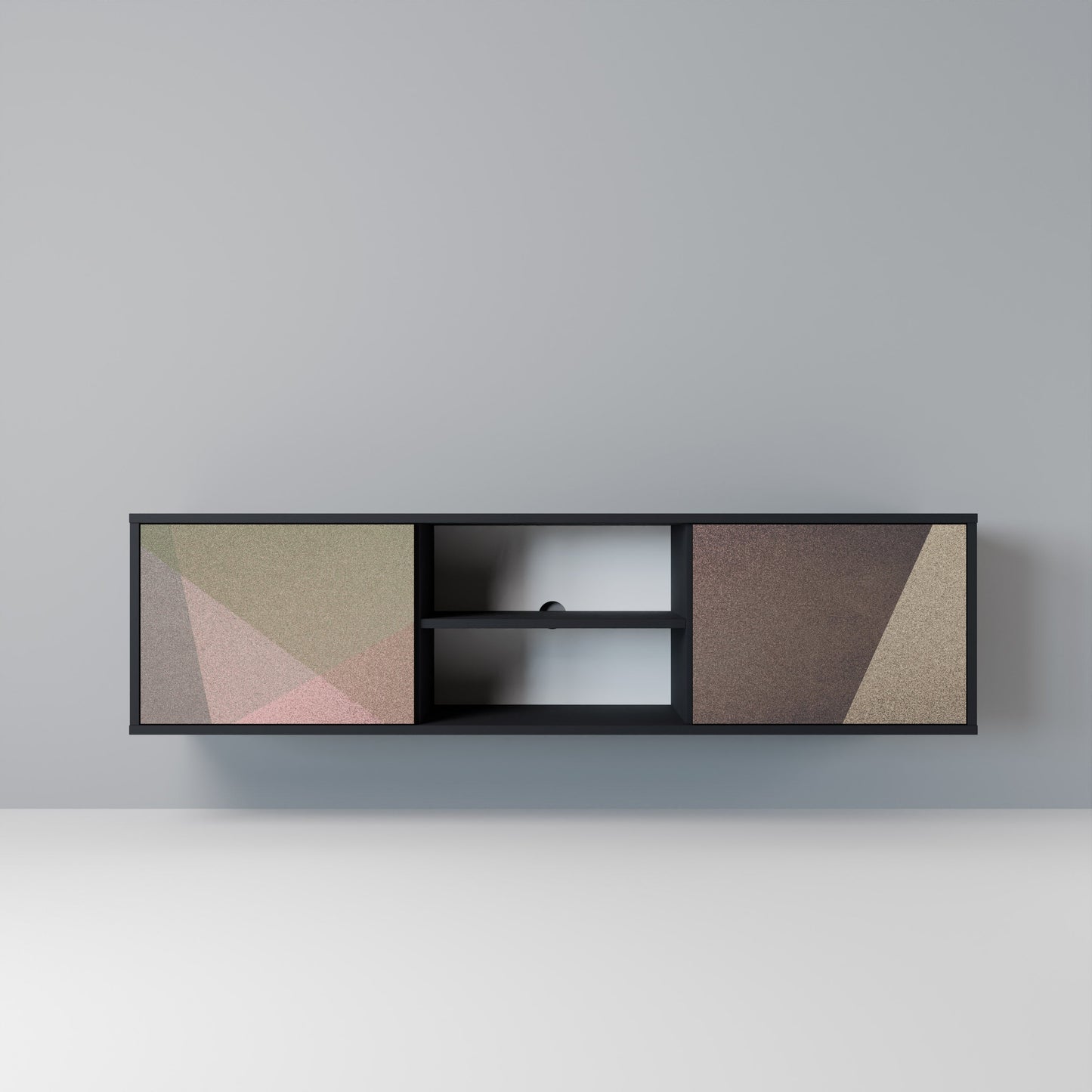 BEIGE GEOMETRY 2-dörrars TV-bänk i svart finish