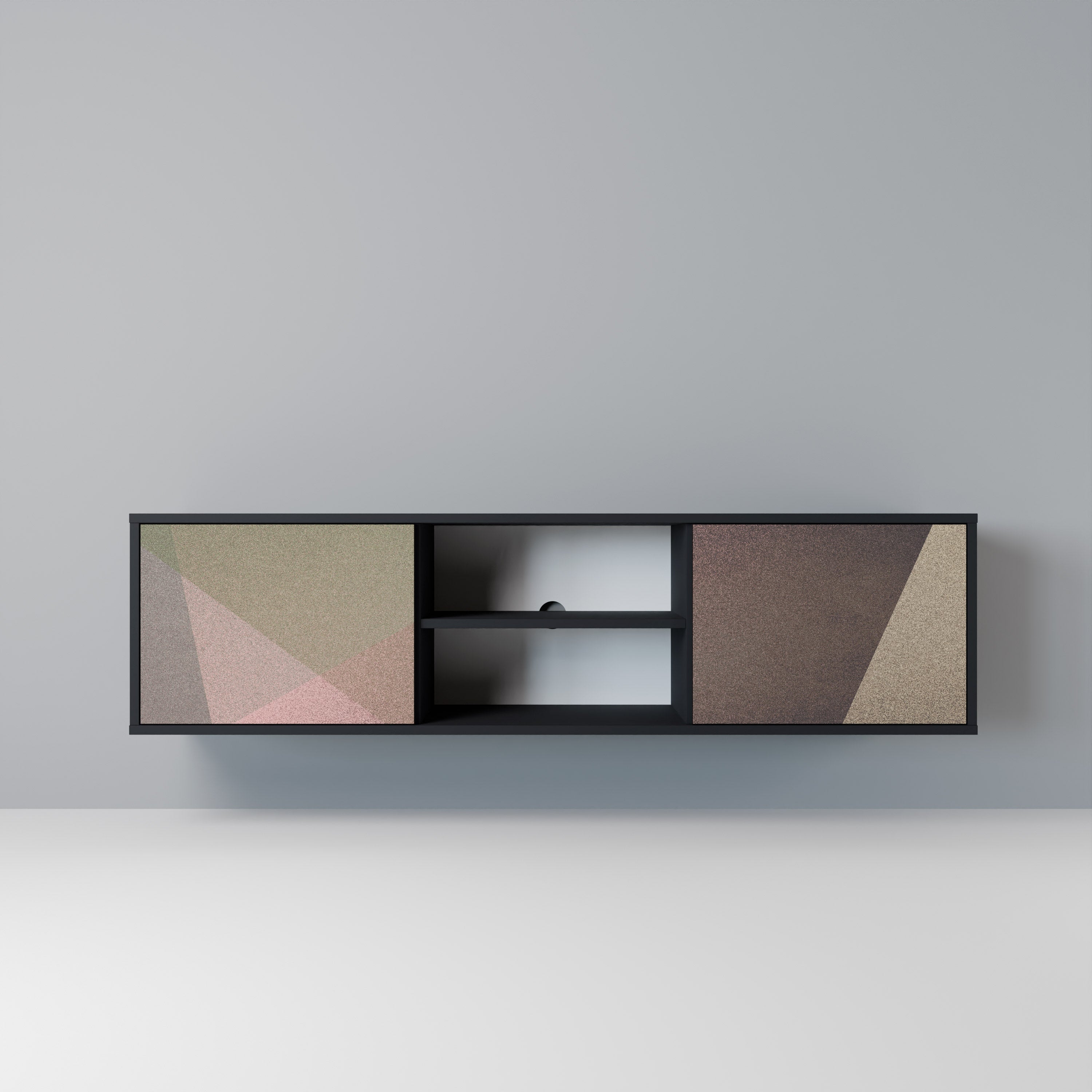 BEIGE GEOMETRY 2-dörrars TV-bänk i svart finish