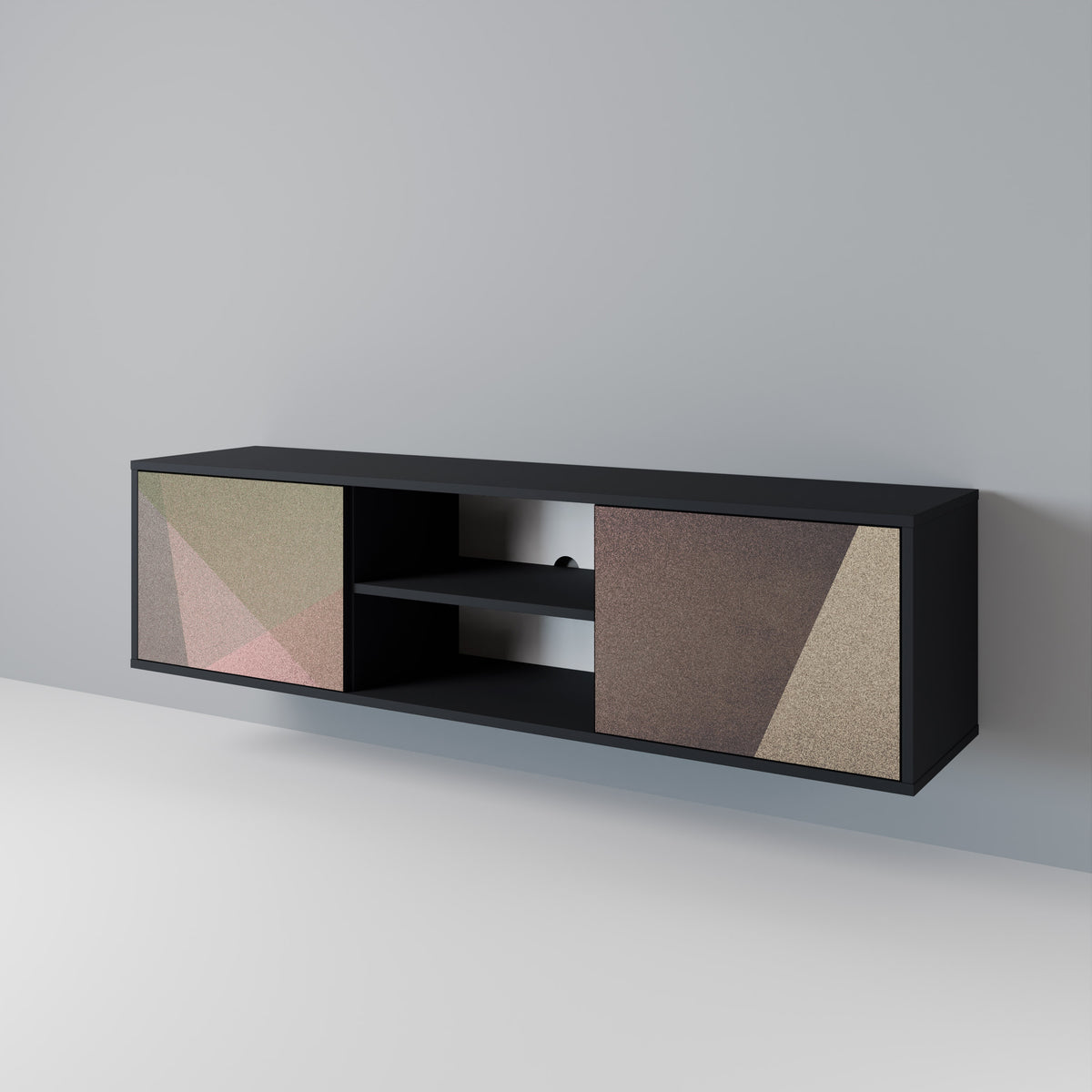 BEIGE GEOMETRY TV-bänk med två dörrar