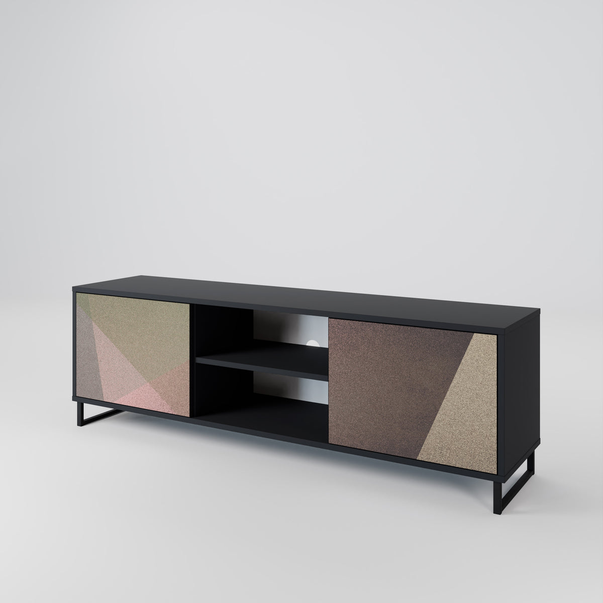 BEIGE GEOMETRY TV-bänk med två dörrar