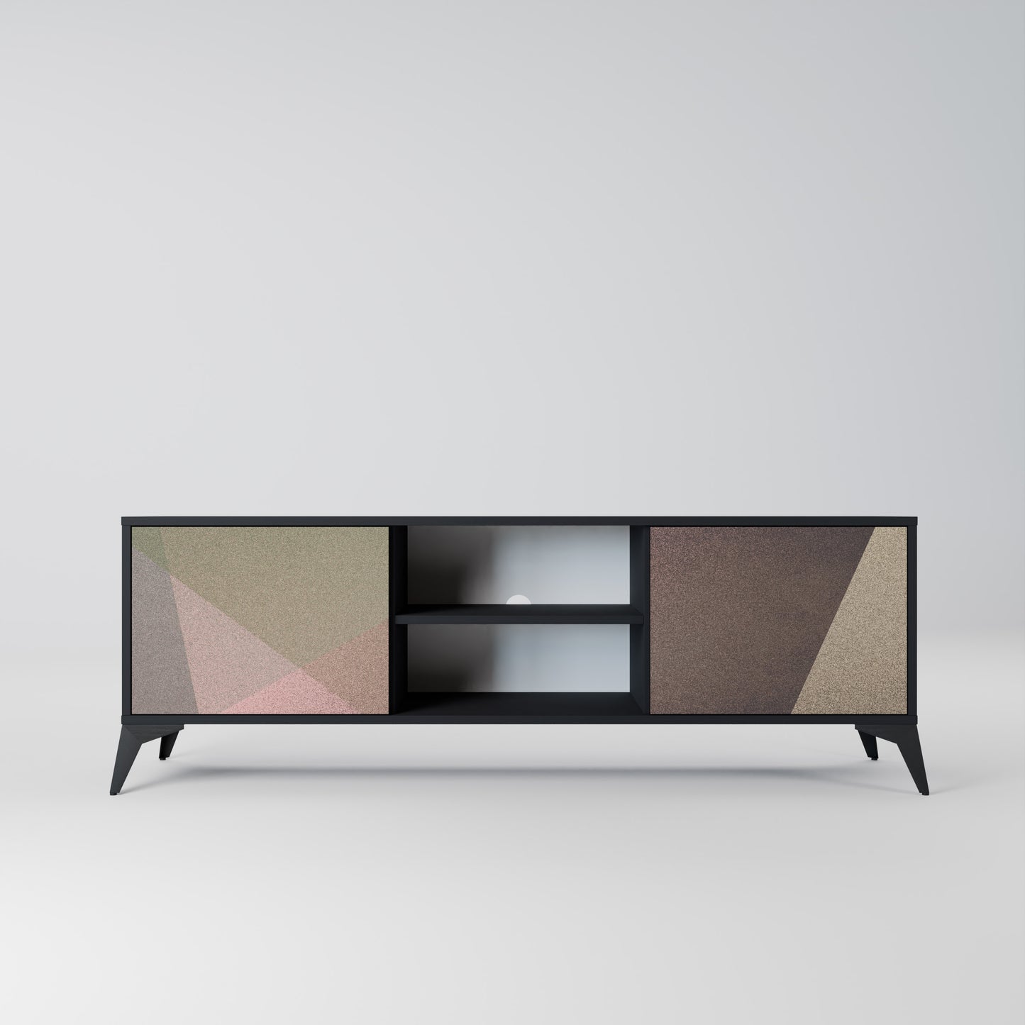 BEIGE GEOMETRY 2-dörrars TV-bänk i svart finish
