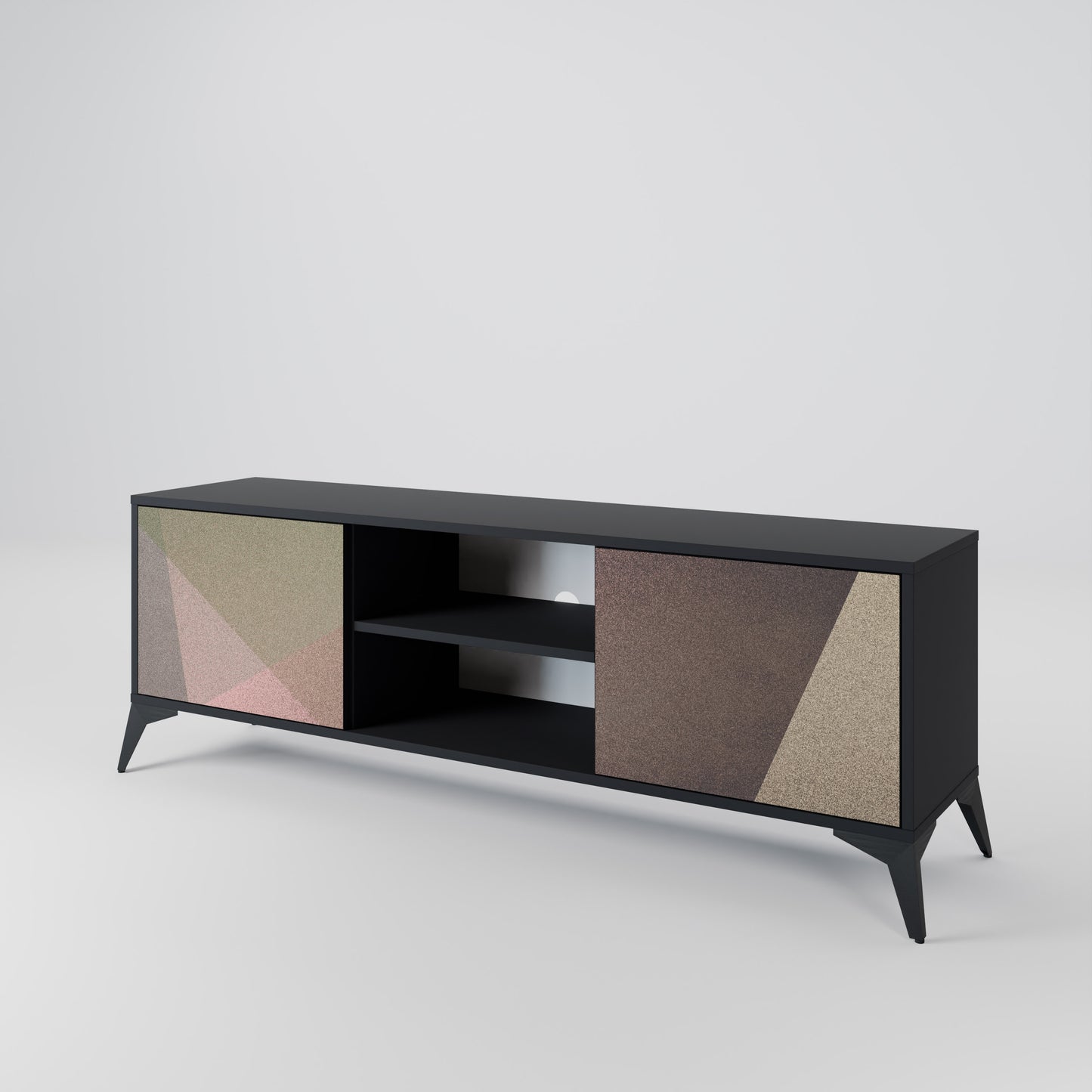 BEIGE GEOMETRY 2-dörrars TV-bänk i svart finish