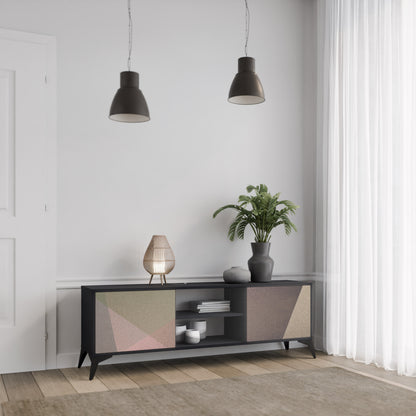 BEIGE GEOMETRY 2-dörrars TV-bänk i svart finish