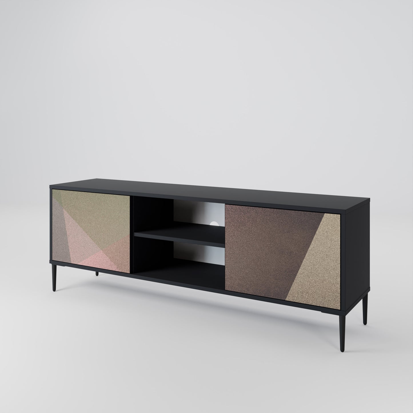 BEIGE GEOMETRY 2-dörrars TV-bänk i svart finish