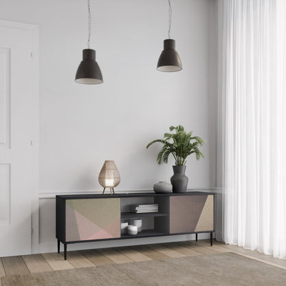 BEIGE GEOMETRY 2-dörrars TV-bänk i svart finish