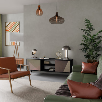 BEIGE GEOMETRY 2-dörrars TV-bänk i svart finish