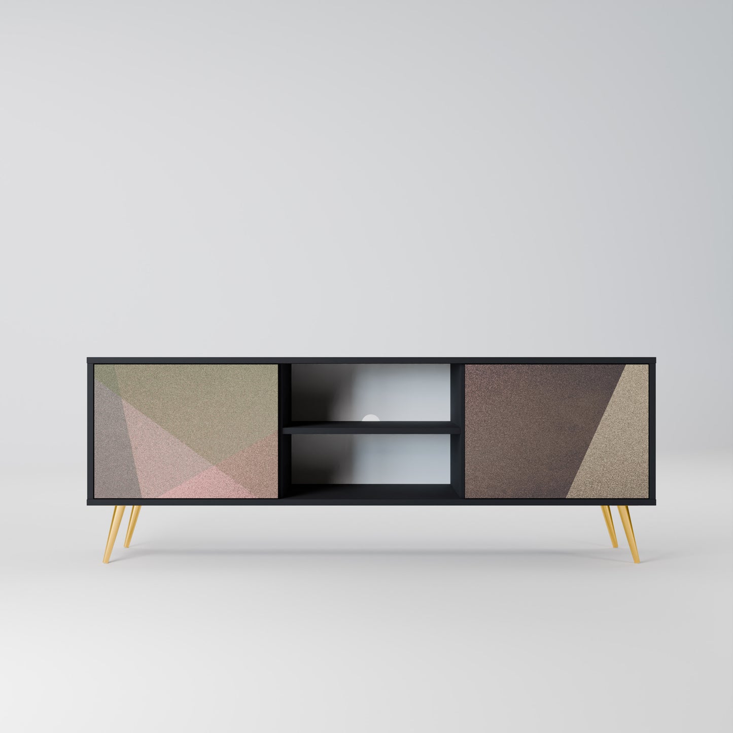 BEIGE GEOMETRY 2-dörrars TV-bänk i svart finish