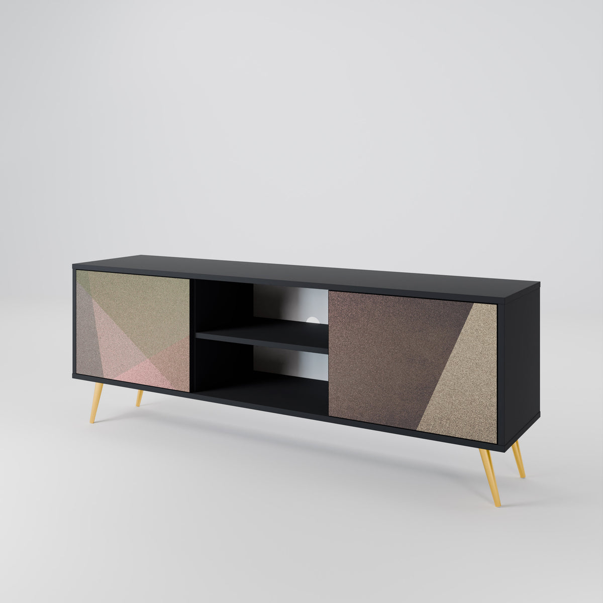 BEIGE GEOMETRY TV-bänk med två dörrar