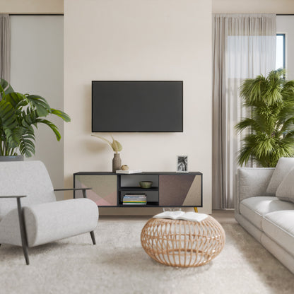 BEIGE GEOMETRY 2-dörrars TV-bänk i svart finish