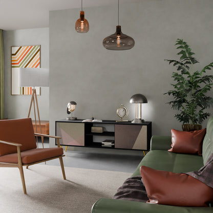 BEIGE GEOMETRY 2-dörrars TV-bänk i svart finish
