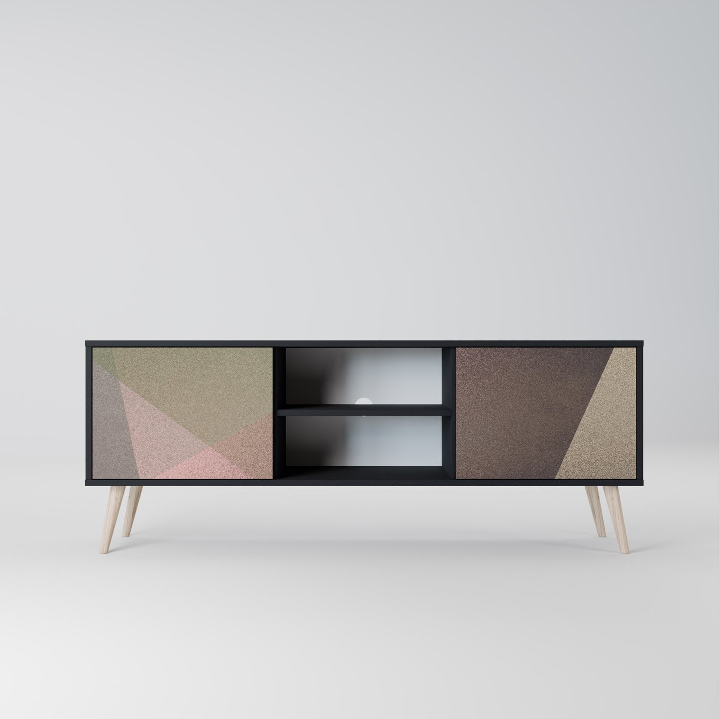 BEIGE GEOMETRY 2-dörrars TV-bänk i svart finish