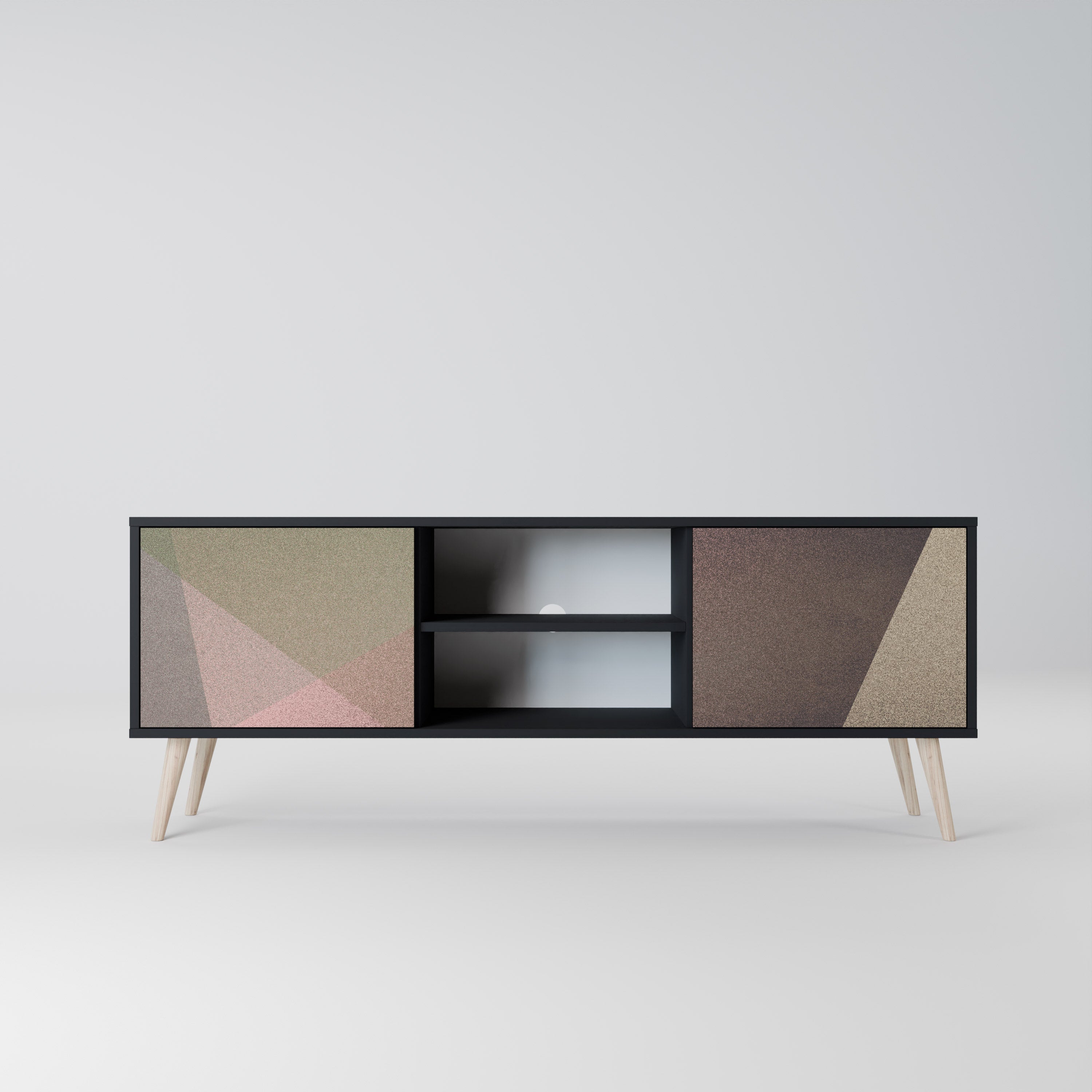 BEIGE GEOMETRY 2-dörrars TV-bänk i svart finish