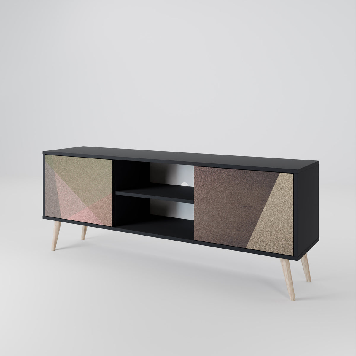 BEIGE GEOMETRY TV-bänk med två dörrar