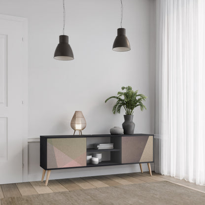 BEIGE GEOMETRY 2-dörrars TV-bänk i svart finish