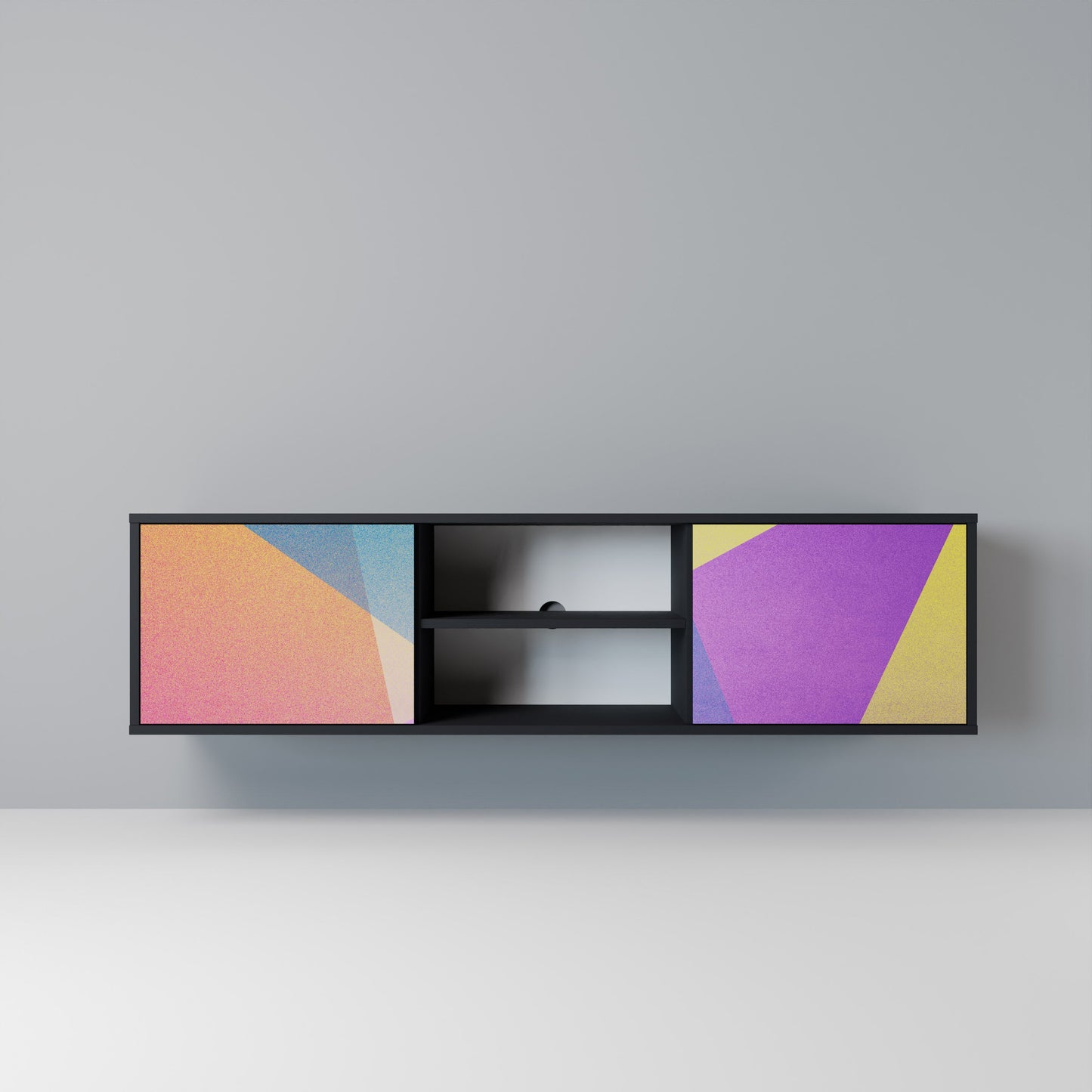 LJUS GEOMETRY 2-dörrars TV-bänk i svart finish