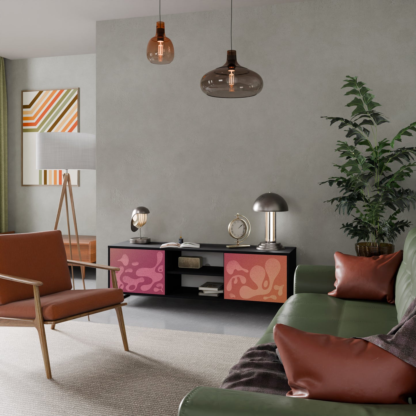 IRREGULAR ROSA 2-dörrars TV-bänk i svart finish
