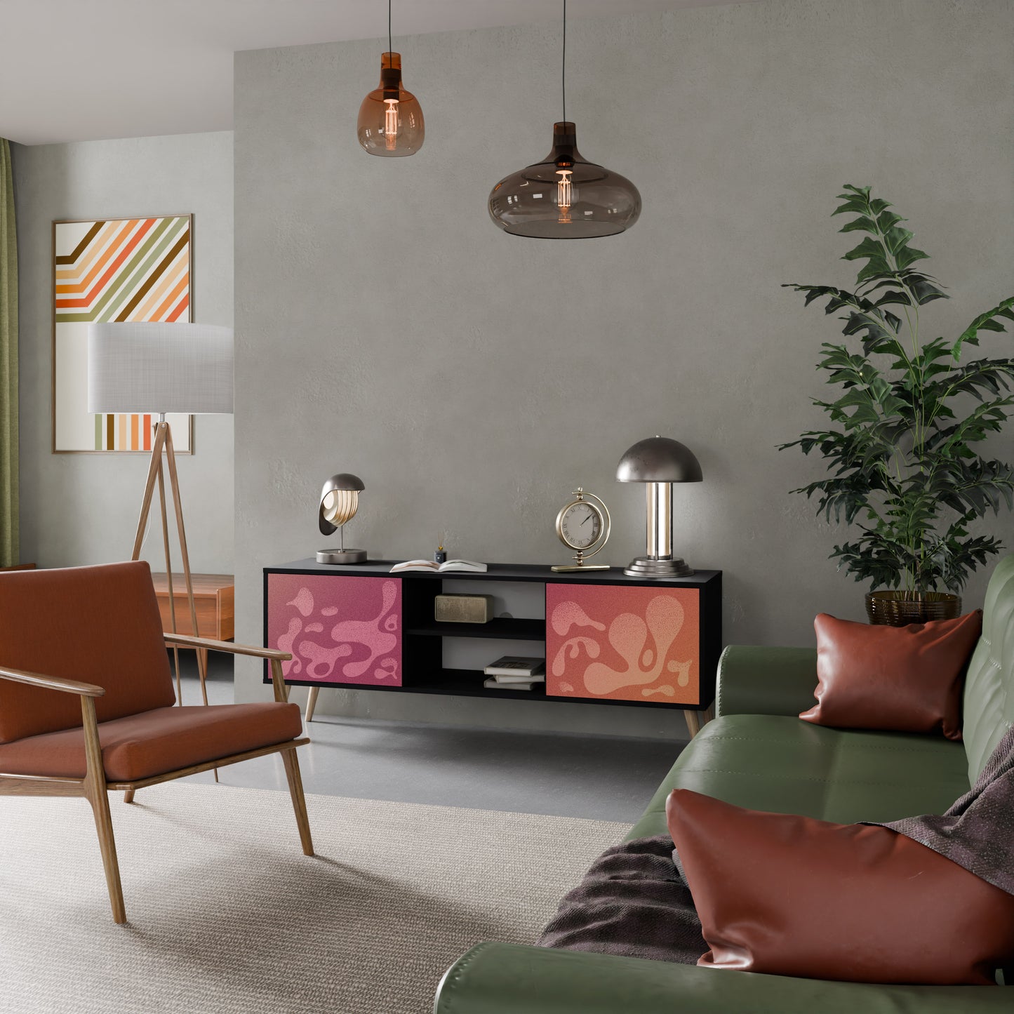 IRREGULAR ROSA 2-dörrars TV-bänk i svart finish