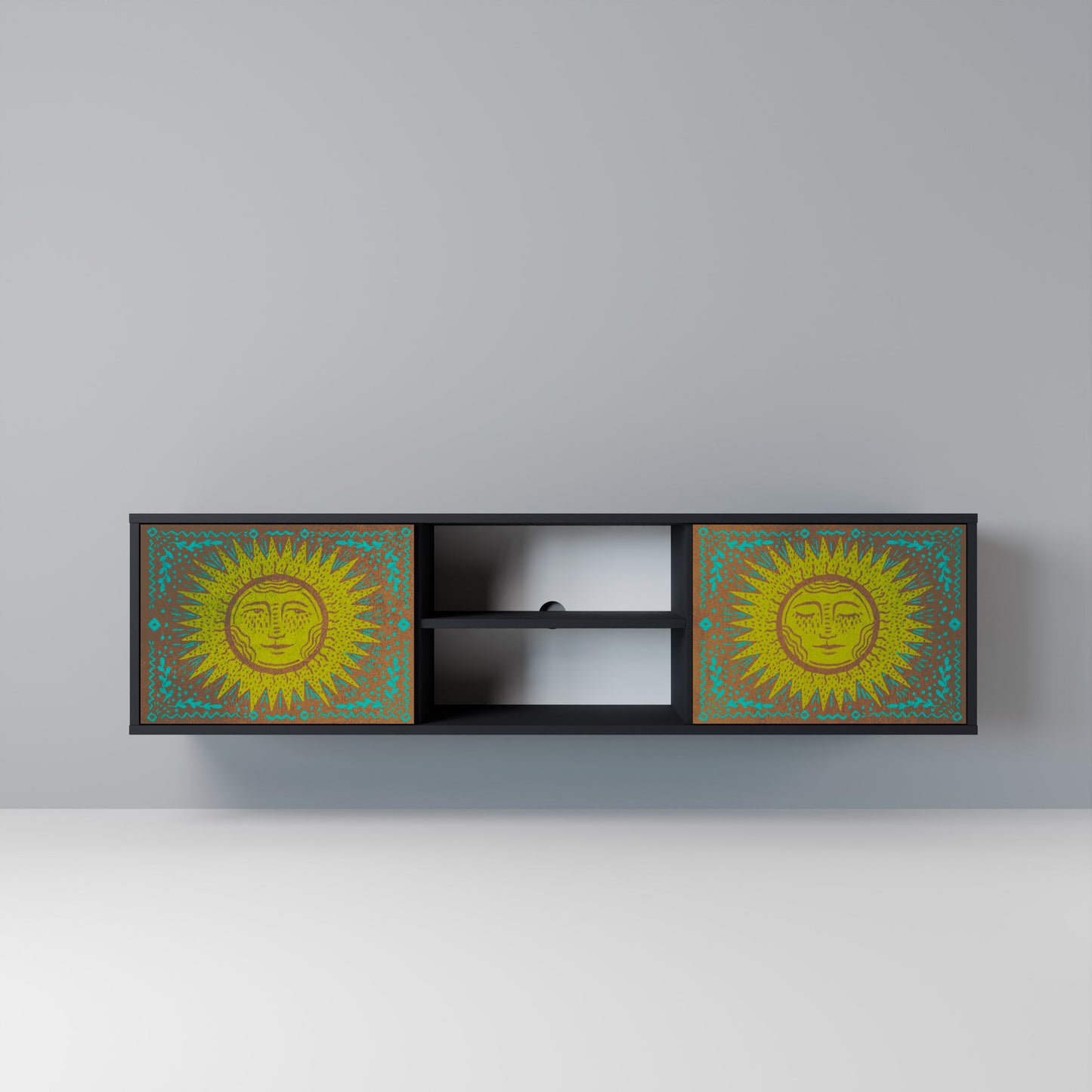 SUNSHINE EULOGY 2-Door TV Stand in Black Finish