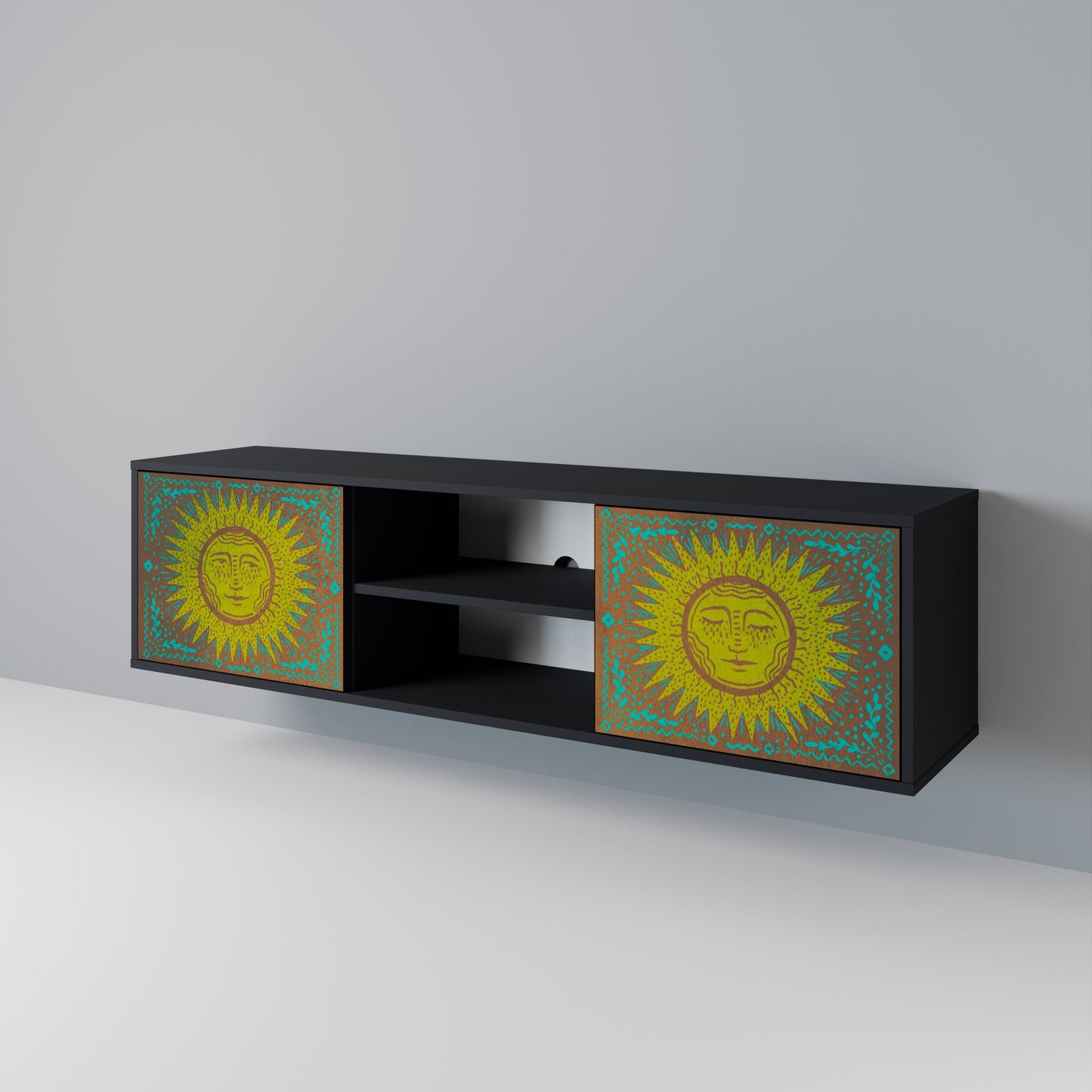 SUNSHINE EULOGY 2-Door TV Stand in Black Finish