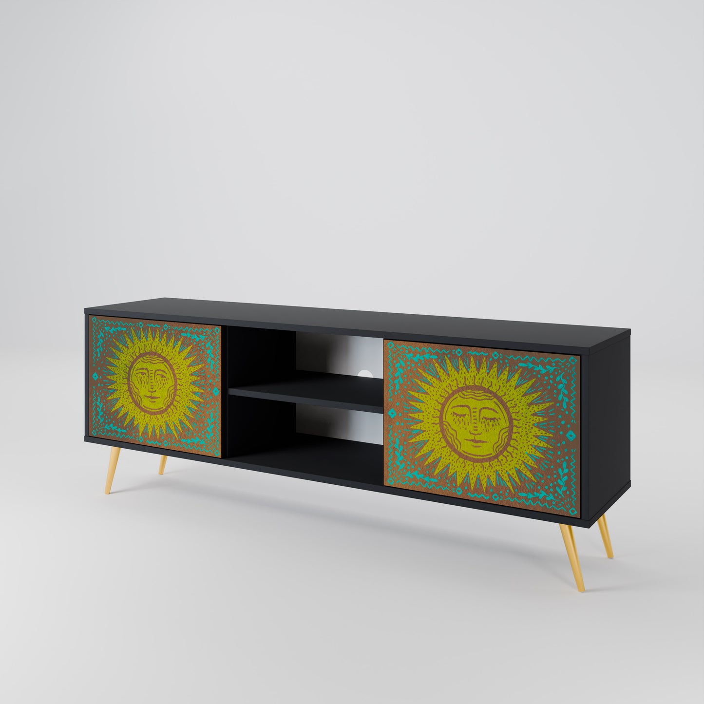 SUNSHINE EULOGY 2-Door TV Stand in Black Finish