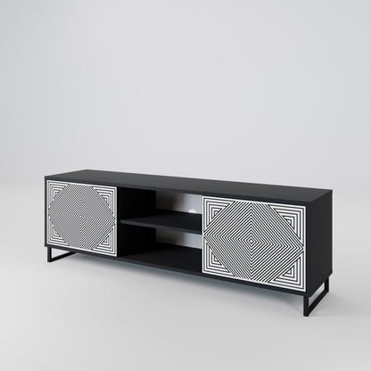 POLYGON ILLUSION 2-Door TV Stand in Black Finish