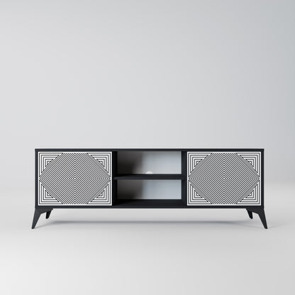 POLYGON ILLUSION 2-Door TV Stand in Black Finish