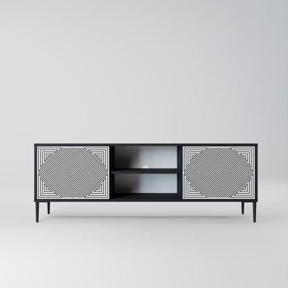 POLYGON ILLUSION 2-Door TV Stand in Black Finish