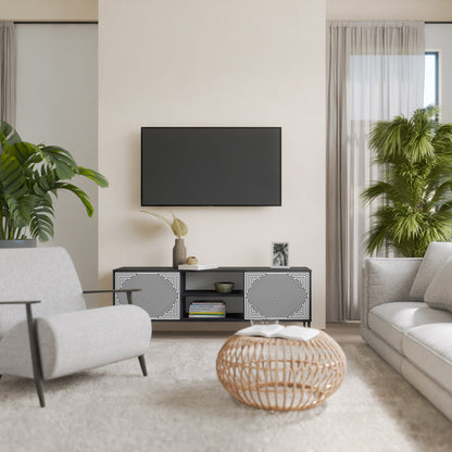 POLYGON ILLUSION 2-Door TV Stand in Black Finish
