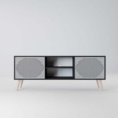 POLYGON ILLUSION 2-Door TV Stand in Black Finish