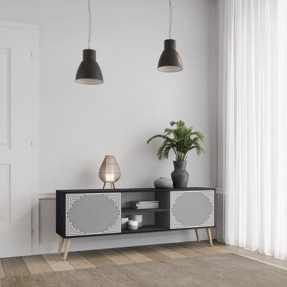 POLYGON ILLUSION 2-Door TV Stand in Black Finish