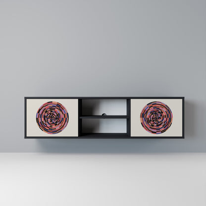 BROWN CIRCLES 2-dörrars TV-bänk i svart finish