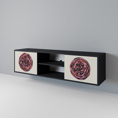 BROWN CIRCLES 2-dörrars TV-bänk i svart finish