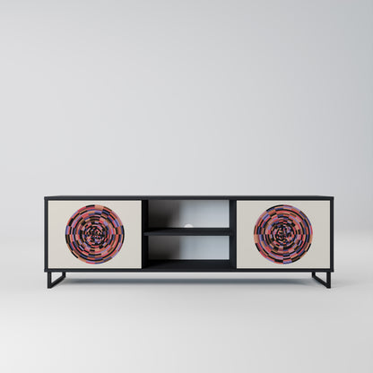 BROWN CIRCLES 2-dörrars TV-bänk i svart finish