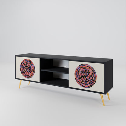 BROWN CIRCLES 2-dörrars TV-bänk i svart finish