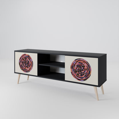 BROWN CIRCLES 2-dörrars TV-bänk i svart finish