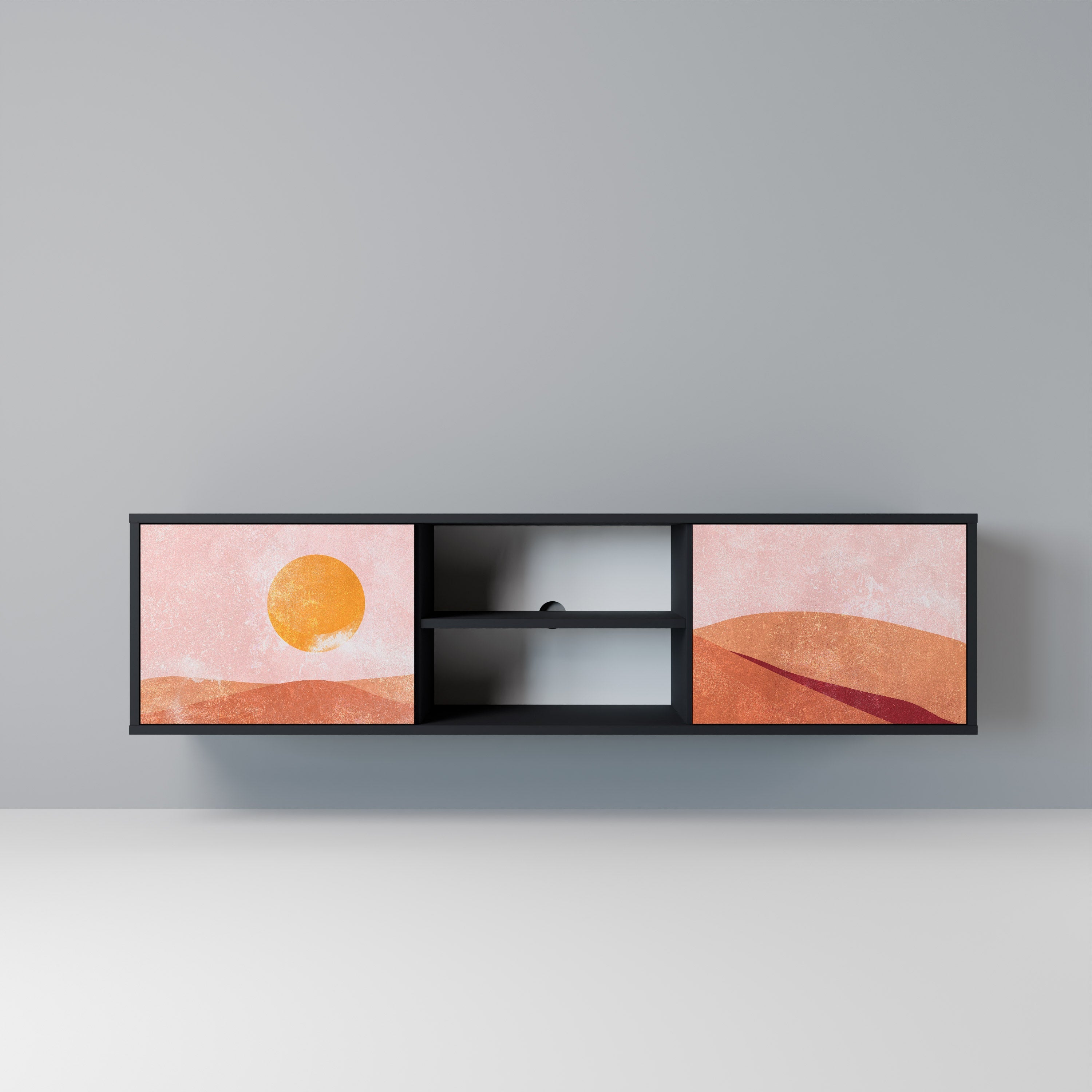 LIMINOUS SUNLIGHT 2-dörrars TV-bänk i svart finish