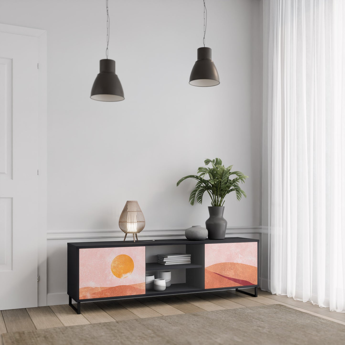 LIMINOUS SUNLIGHT 2-dörrars TV-bänk i svart finish