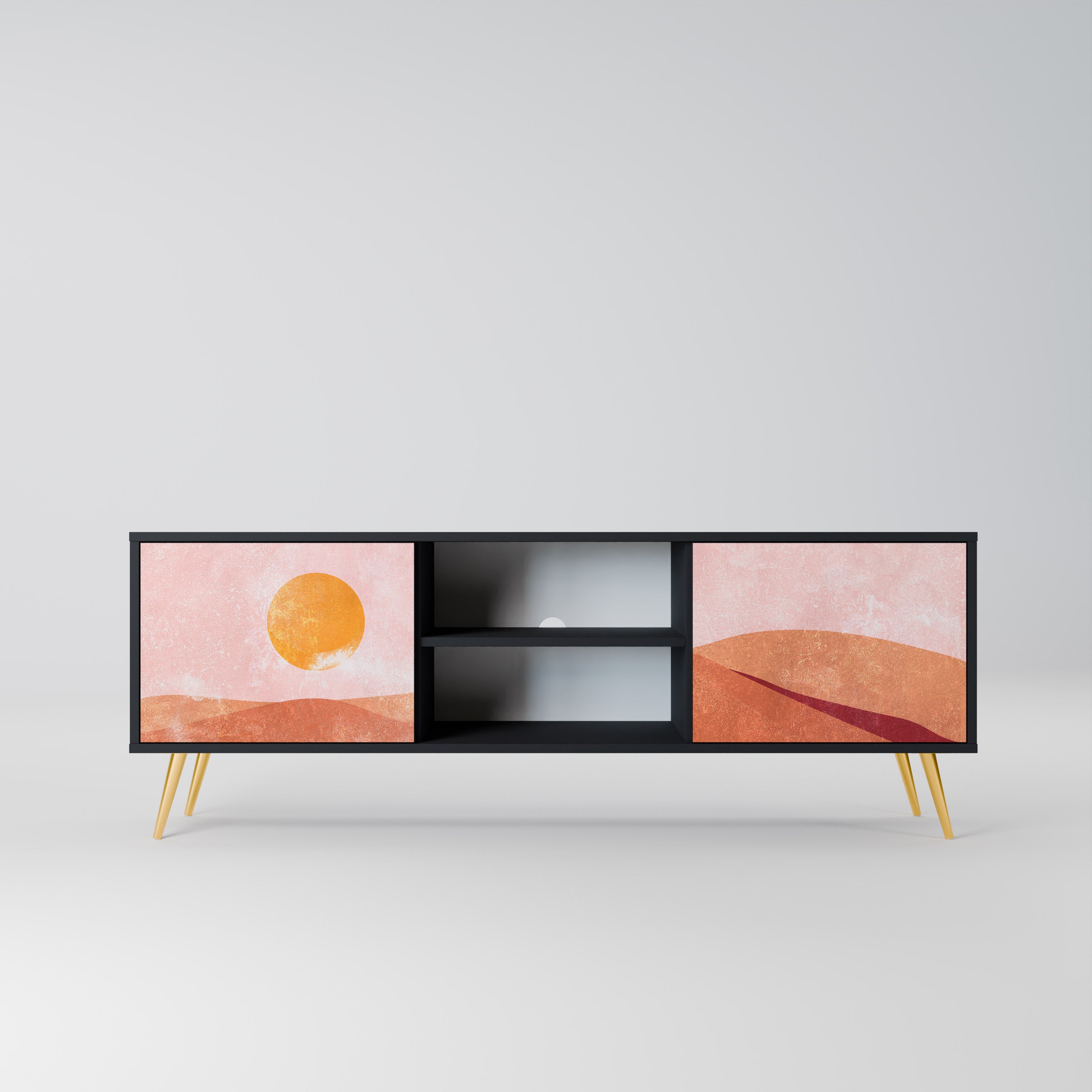 LIMINOUS SUNLIGHT 2-dörrars TV-bänk i svart finish