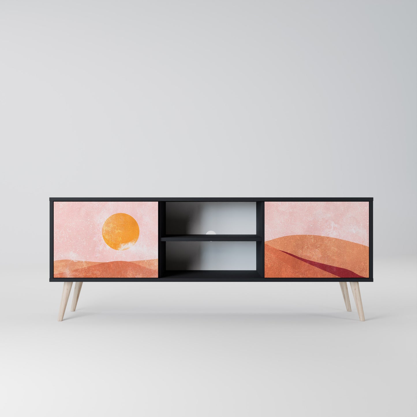 LIMINOUS SUNLIGHT 2-dörrars TV-bänk i svart finish
