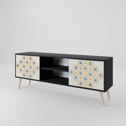 PATTERNED PRISM 2-Door TV Stand in Black Finish