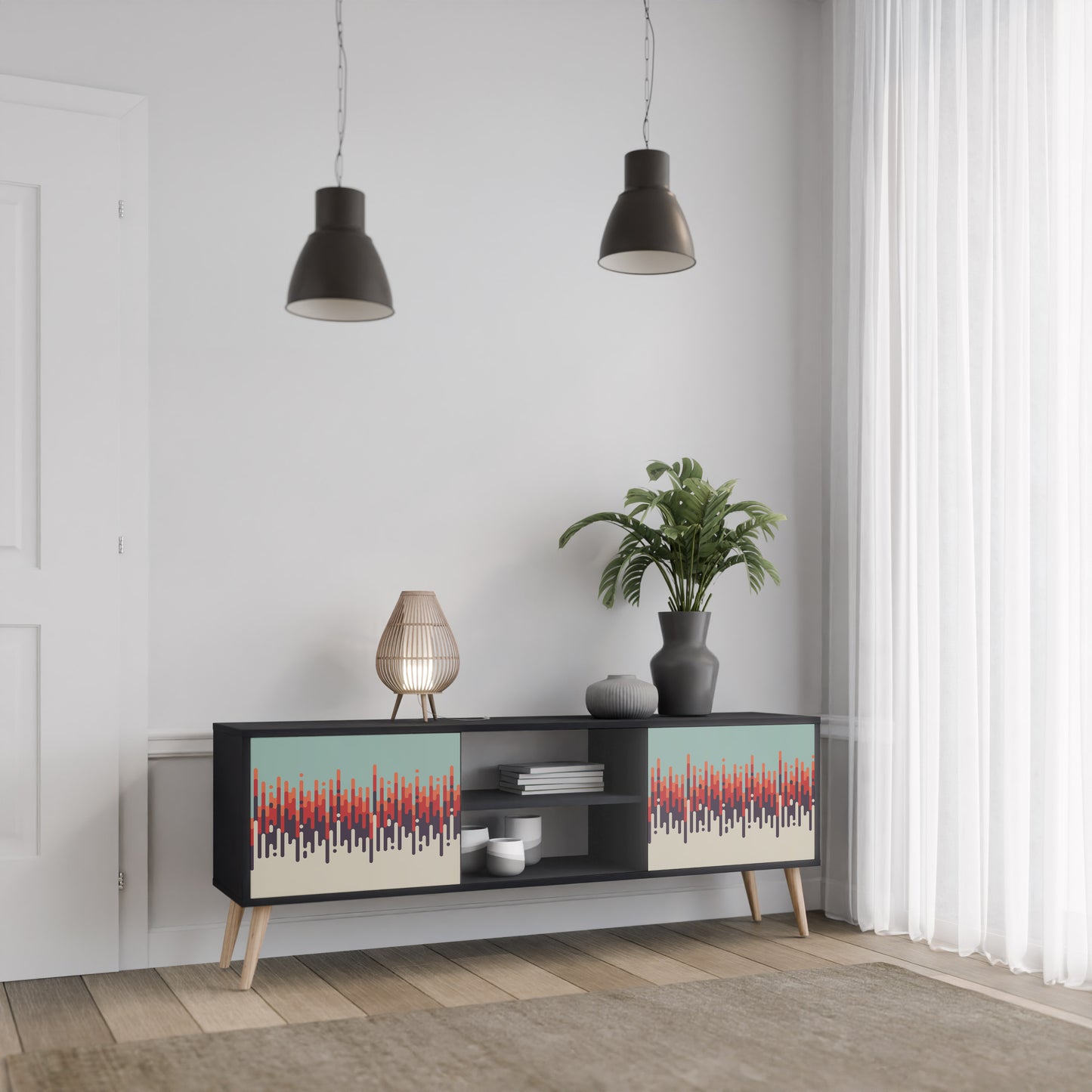 CHROMA CONTOURS 2-dörrars TV-bänk i svart finish