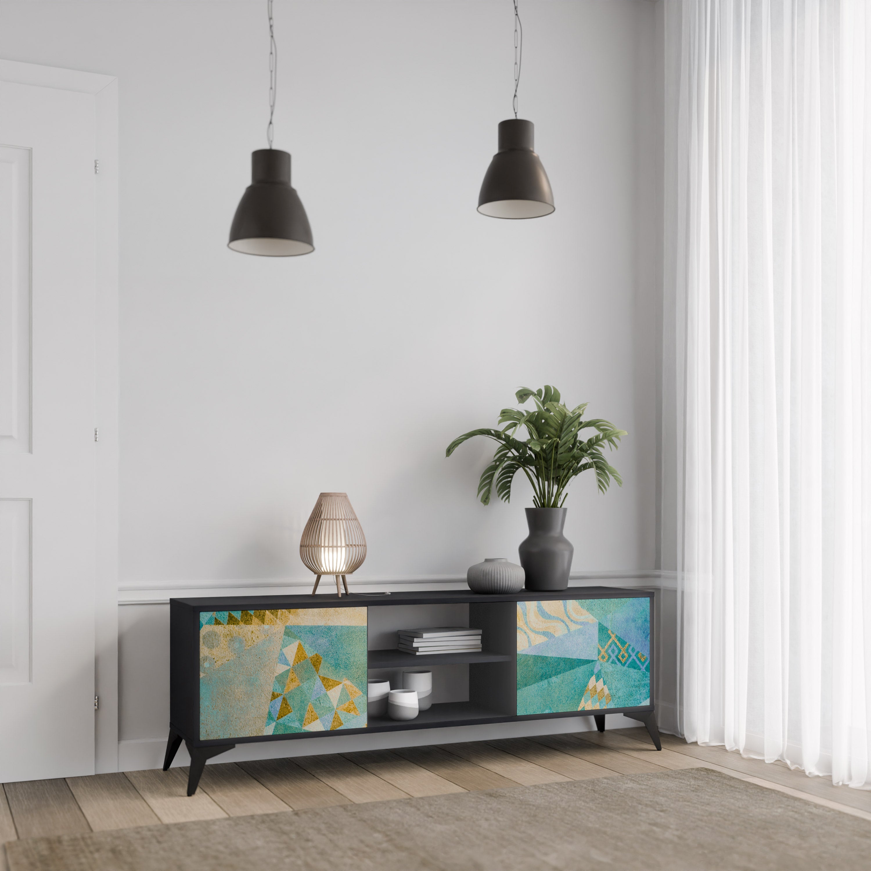 SPECTRUM SPLENDOR 2-dörrars TV-bänk i svart finish
