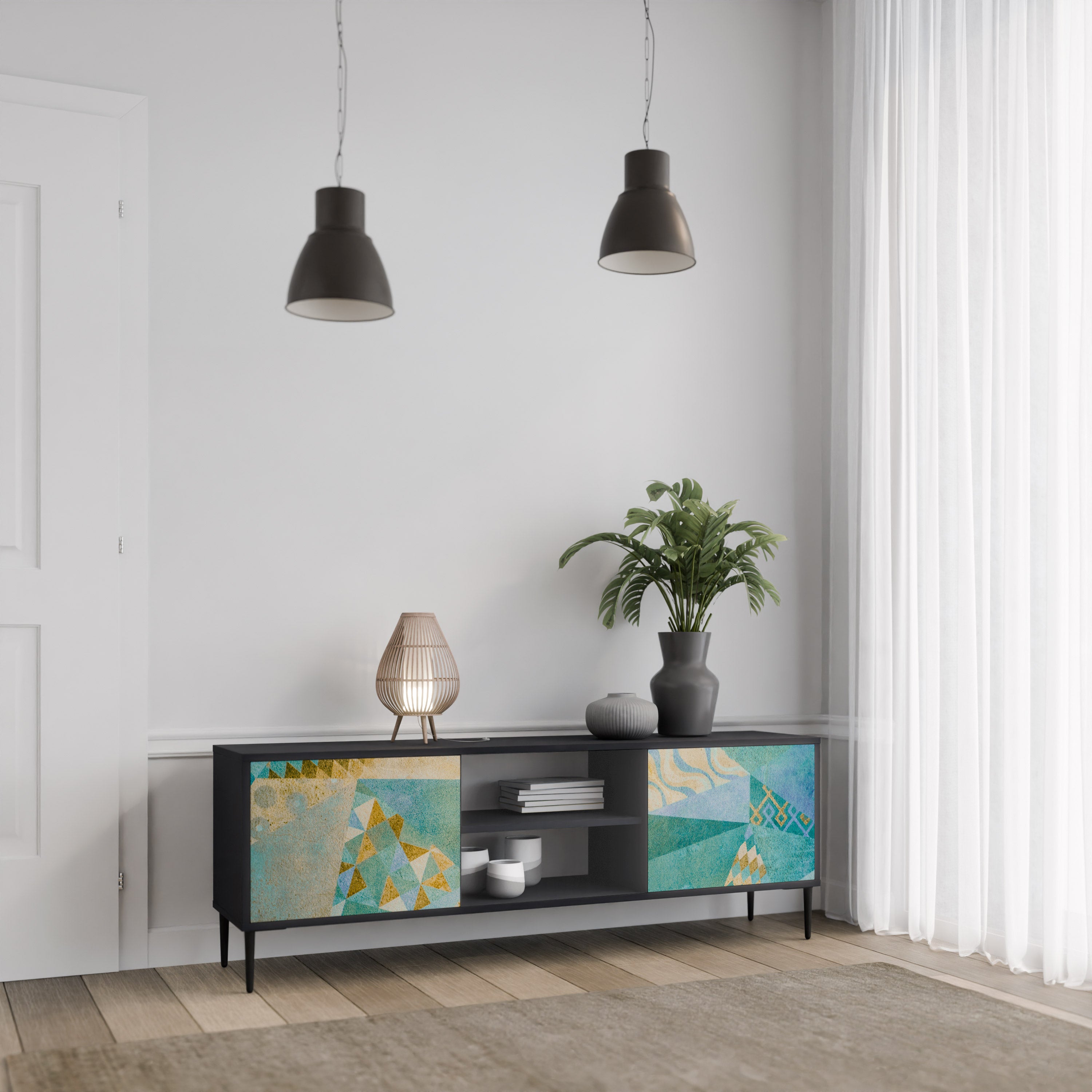 SPECTRUM SPLENDOR 2-dörrars TV-bänk i svart finish