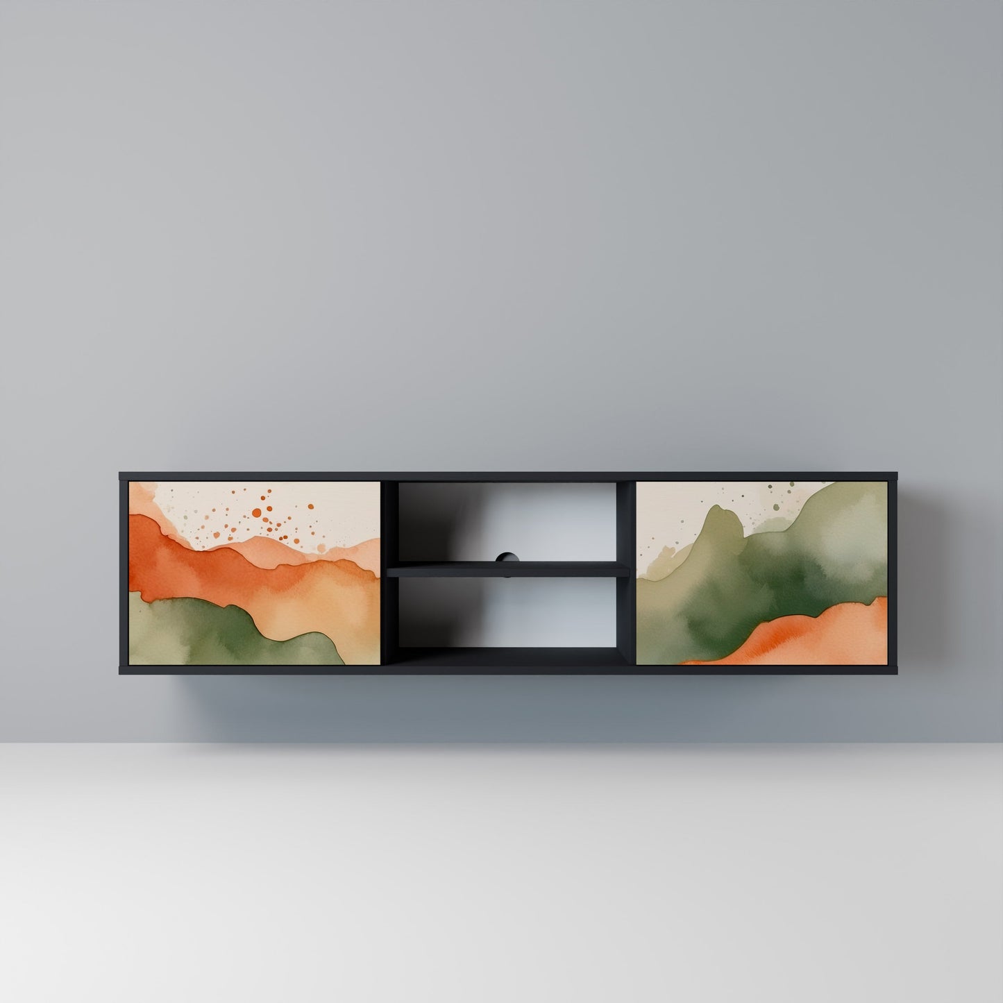 WATERCOLOR PEAKS 2-dörrars TV-bänk i svart finish