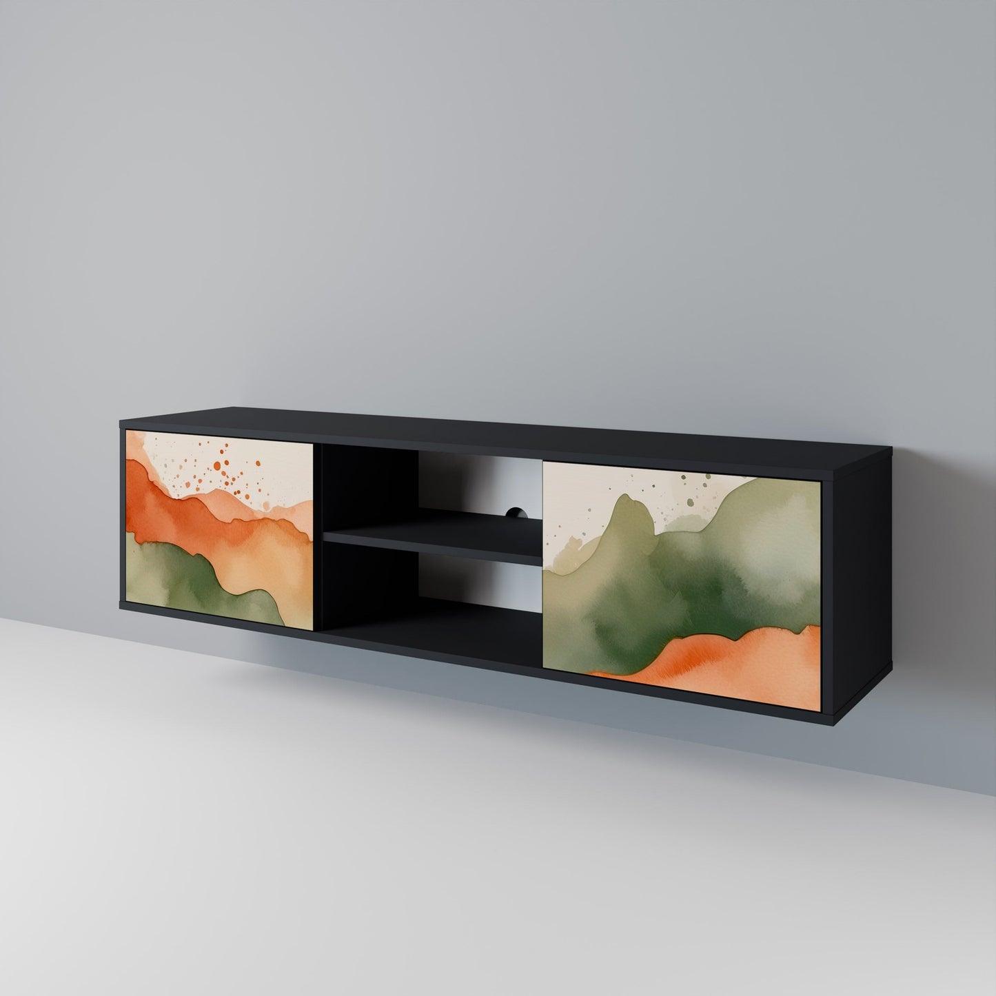 WATERCOLOR PEAKS 2-dörrars TV-bänk i svart finish