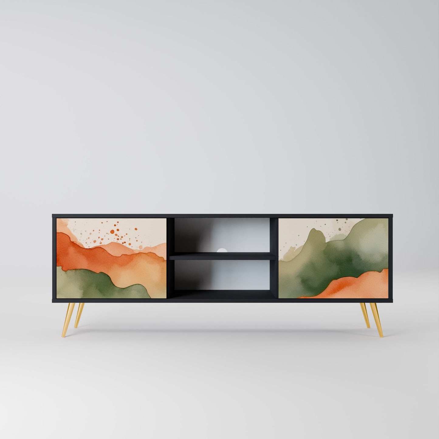 WATERCOLOR PEAKS 2-dörrars TV-bänk i svart finish