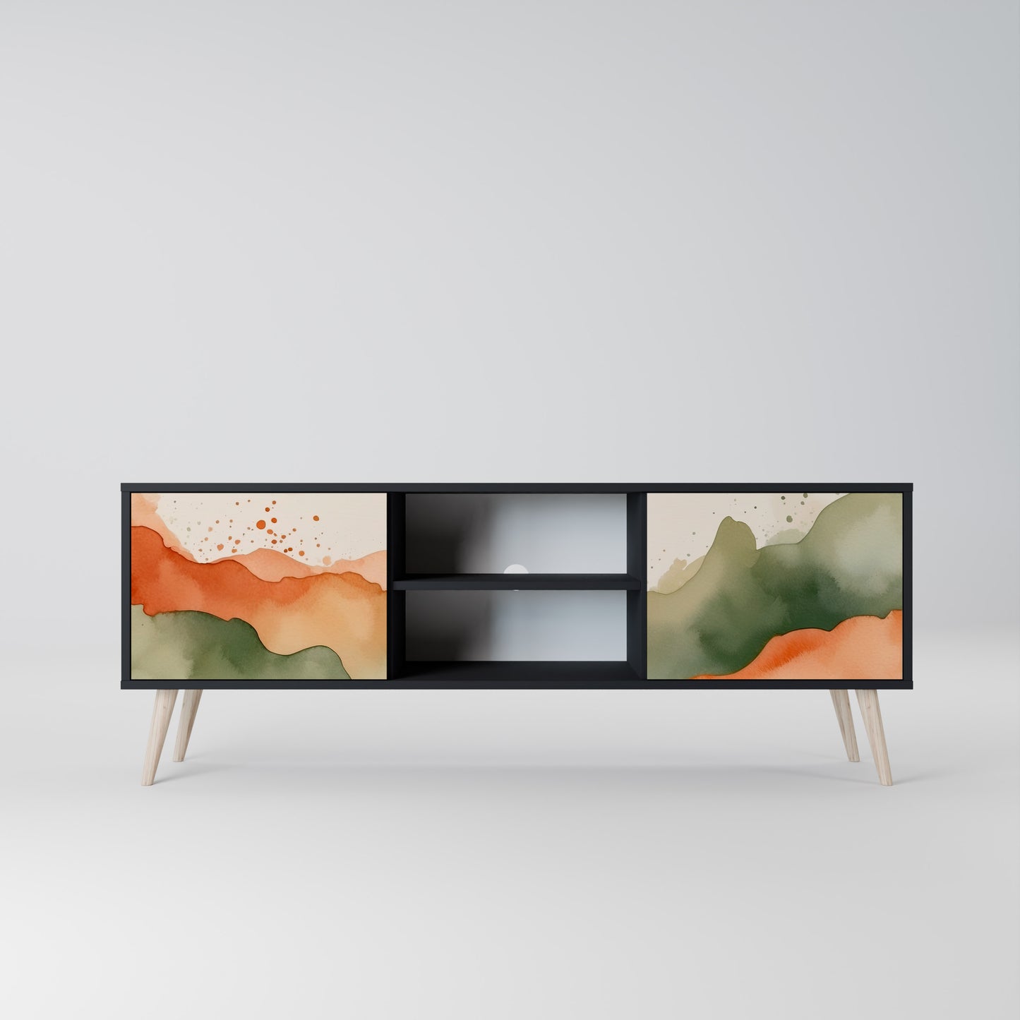 WATERCOLOR PEAKS 2-dörrars TV-bänk i svart finish