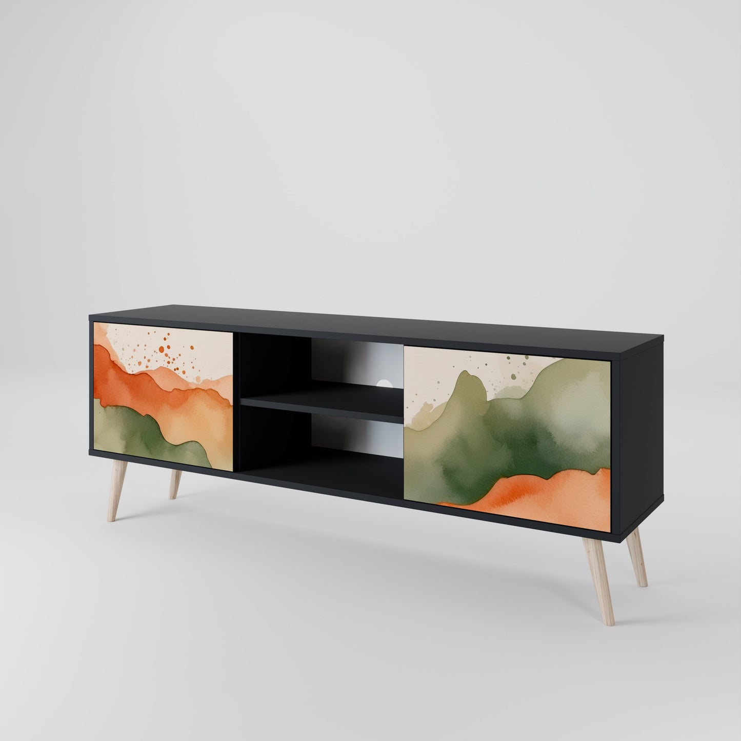 WATERCOLOR PEAKS 2-dörrars TV-bänk i svart finish