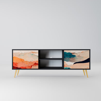 ABSTRACT LANDSCAPE 2-Door TV Stand in Black Finish